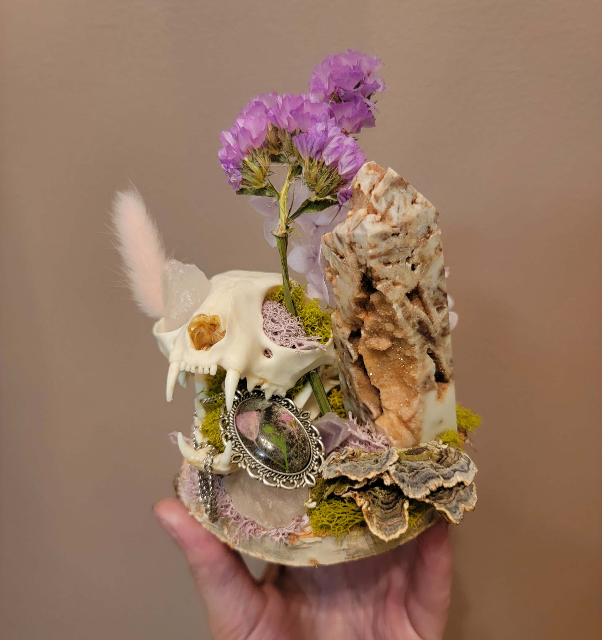 Cat Skull with Flowers